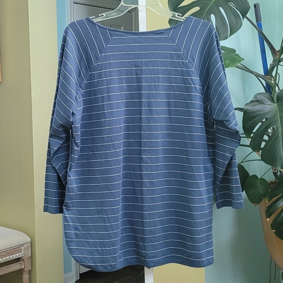 L A K E Pima Cotton Long-Long Set in Navy Boating Stripe Size XXL - Picture 10 of 13